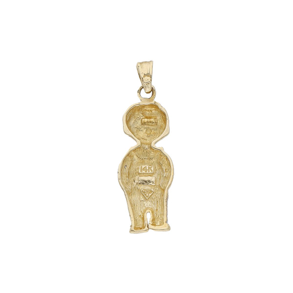 Dije diseño especial motivo niño en oro amarillo 14 kilates.