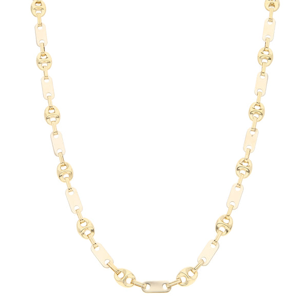 Collar eslabón combinado en oro dos tonos 14 kilates.