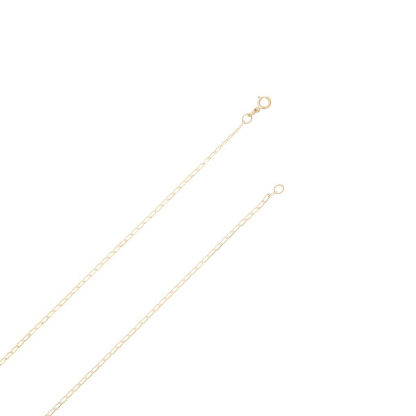 Collar eslabón encontrado y dije hueco motivo corazón en oro amarillo 14 kilates.