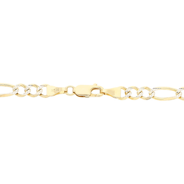 Pulsera de tres eslabones por uno platinados en oro amarillo 14 kilates.