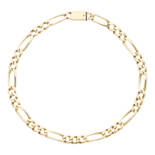 Pulsera de tres eslabones por uno en oro amarillo 14 kilates.