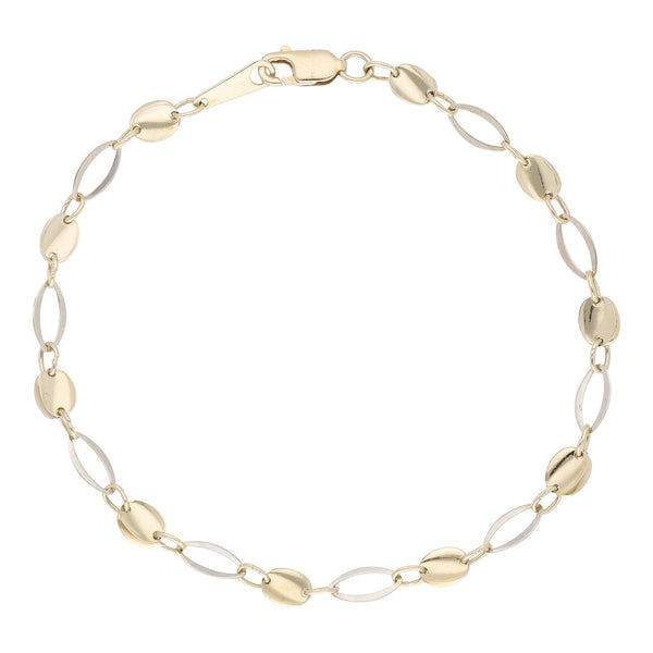 Pulsera eslabón combinado en oro dos tonos 14 kilates.