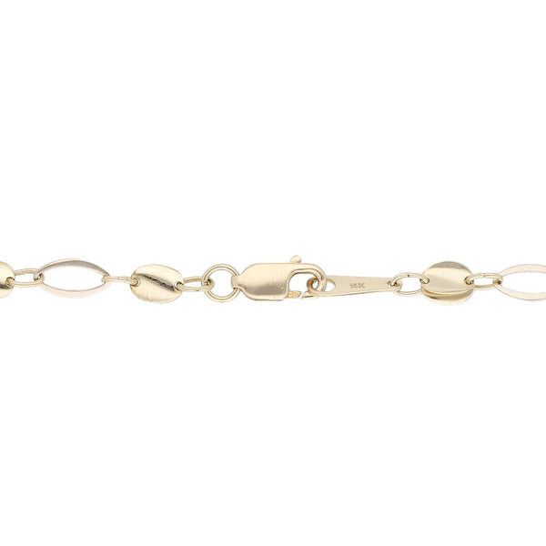 Pulsera eslabón combinado en oro dos tonos 14 kilates.