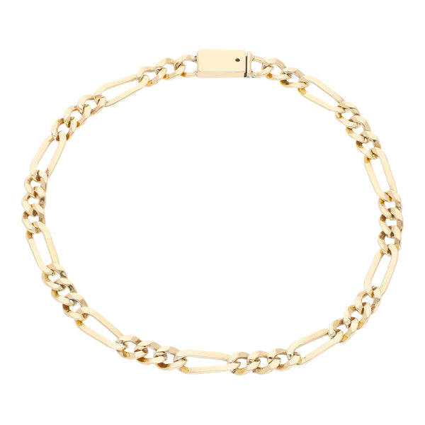 Pulsera de tres eslabones por uno en oro amarillo 14 kilates.