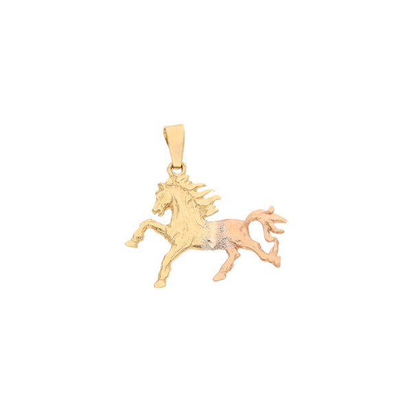 Dije diseño especial motivo caballo en oro dos tonos 14 kilates.