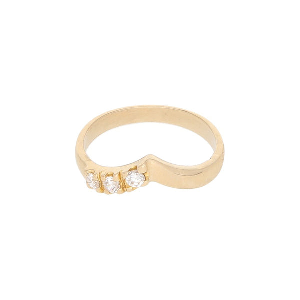 Anillo diseño especial con circonias en oro amarillo 14 kilates.