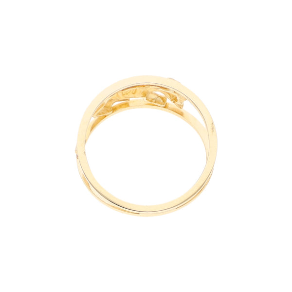 Anillo calado motivo felino en oro amarillo 14 kilates.