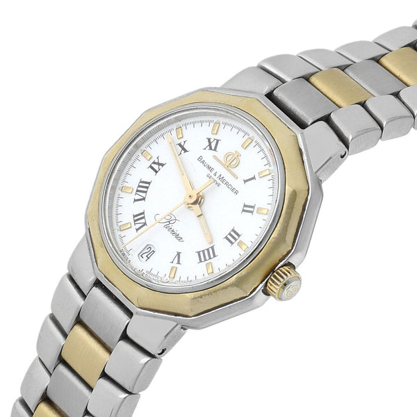 Reloj Baume & Mercier para dama modelo Riviera bisel en oro amarillo 18 kilates.
