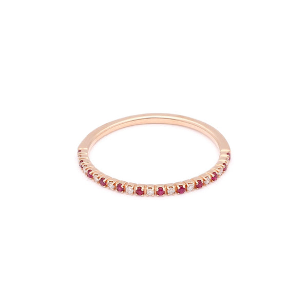 Churumbela con diamantes y rubíes en oro rosa 14 kilates.