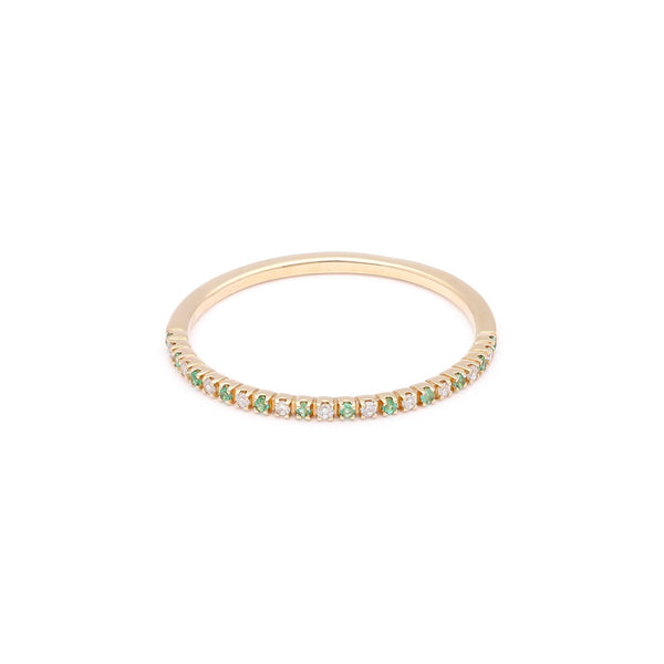 Churumbela con diamantes y esmeralda en oro amarillo 14 kilates.