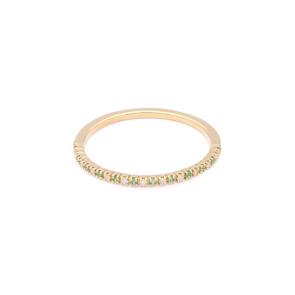 Churumbela con diamantes y esmeraldas en oro amarillo 14 kilates.
