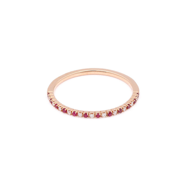 Churumbela con diamantes y rubíes en oro rosa 14 kilates.