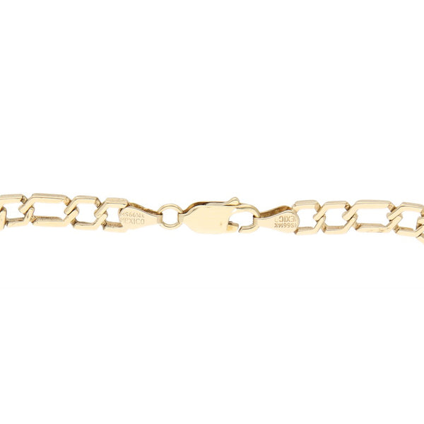 Pulsera de dos eslabones por uno en oro amarillo 14 kilates.