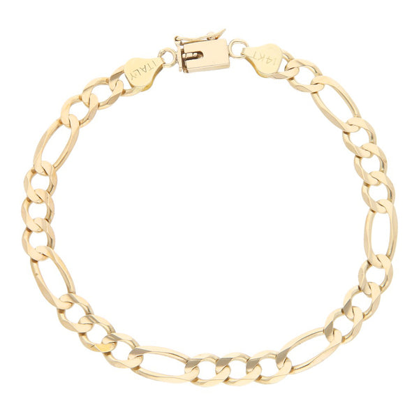 Pulsera de tres eslabones por uno en oro amarillo 14 kilates.