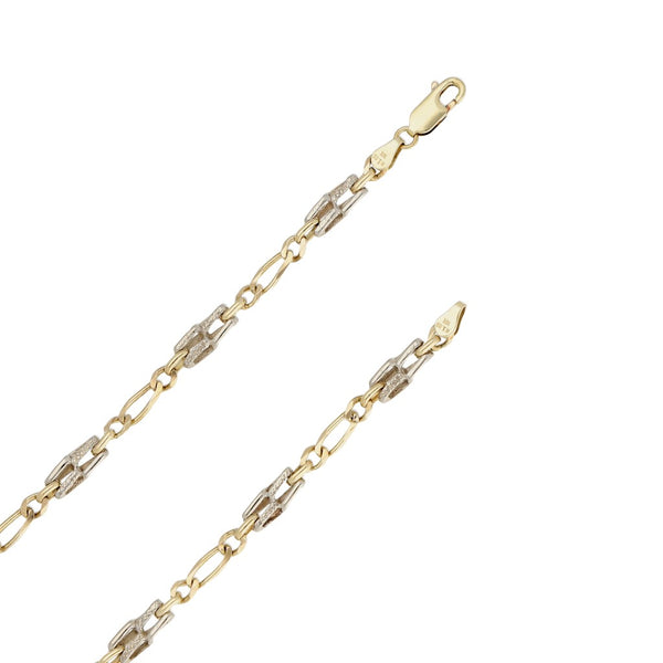 Juego de collar y pulsera eslabón combinado en oro dos tonos 14 kilates.