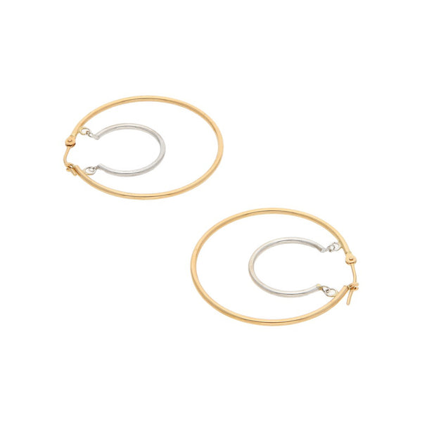 Arracadas diseño especial en oro dos tonos 14 kilates.