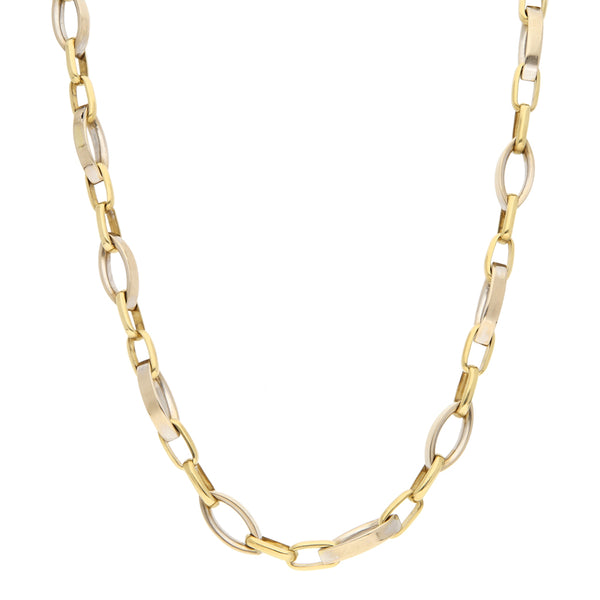 Collar eslabón cruzado en oro dos tonos 18 kilates.