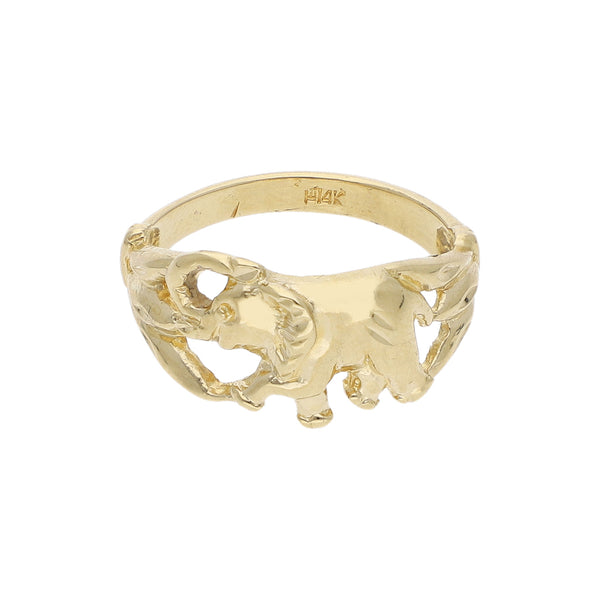 Anillo calado motivo elefante en oro amarillo 14 kilates.