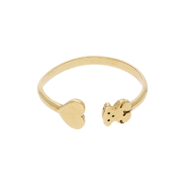 Anillo abierto motivo oso y corazón firma Tous en oro amarillo 18 kilates.