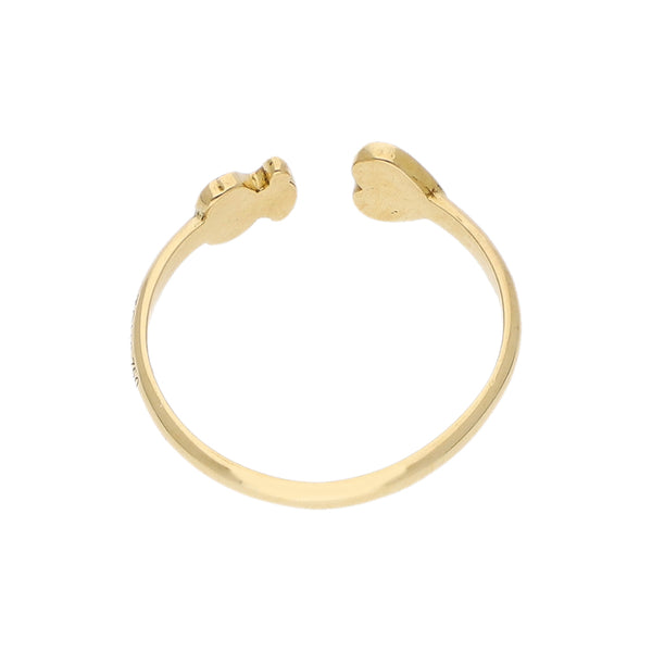 Anillo abierto motivo oso y corazón firma Tous en oro amarillo 18 kilates.