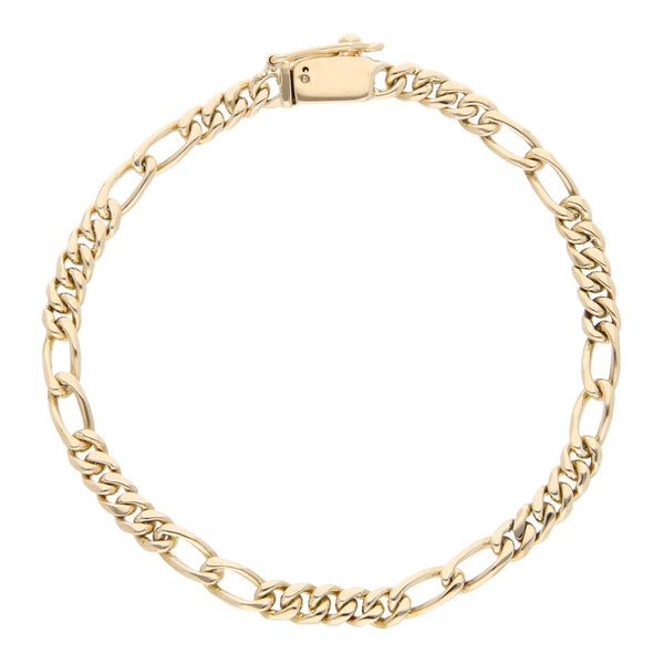 Pulsera de cinco eslabones por dos en oro amarillo 12 kilates.