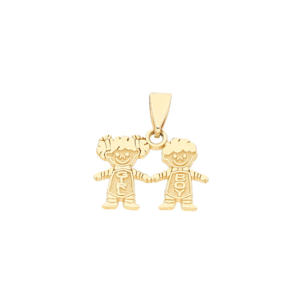 Dije diseño especial motivo niños en oro amarillo 14 kilates.