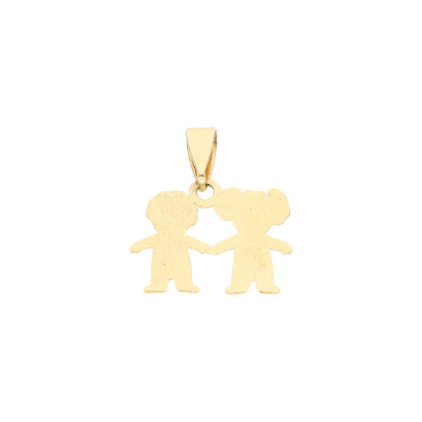 Dije diseño especial motivo niños en oro amarillo 14 kilates.