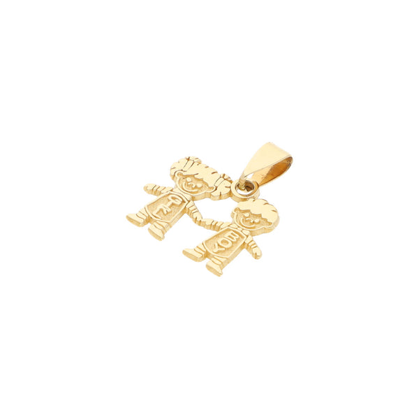 Dije diseño especial motivo niños en oro amarillo 14 kilates.