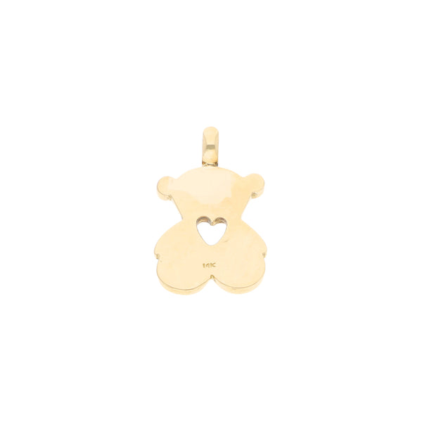 Dije diseño especial motivo oso en oro amarillo 14 kilates.