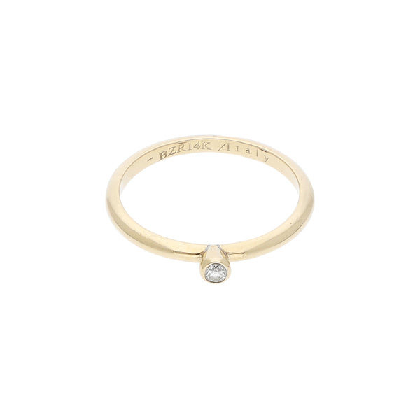 Anillo de compromiso con diamante en oro amarillo 14 kilates.