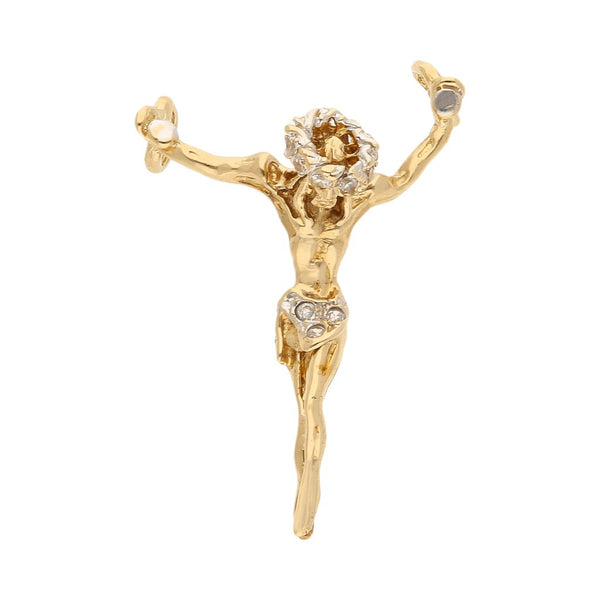 Cristo diseño especial con circonias en oro amarillo 14 kilates.