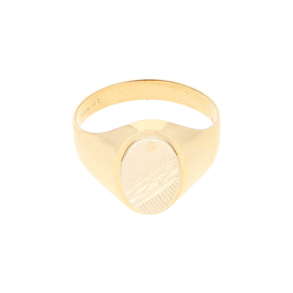 Anillo tipo sello en oro dos tonos 14 kilates.