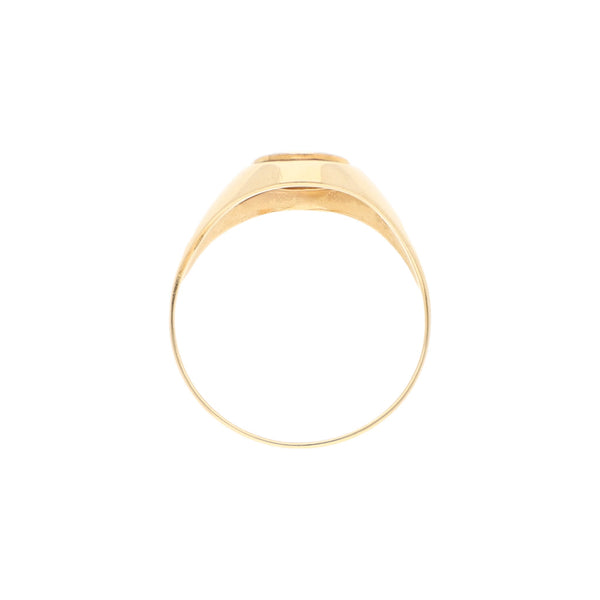 Anillo tipo sello en oro dos tonos 14 kilates.