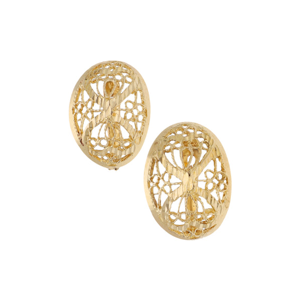 Aretes calados en oro amarillo 14 kilates.