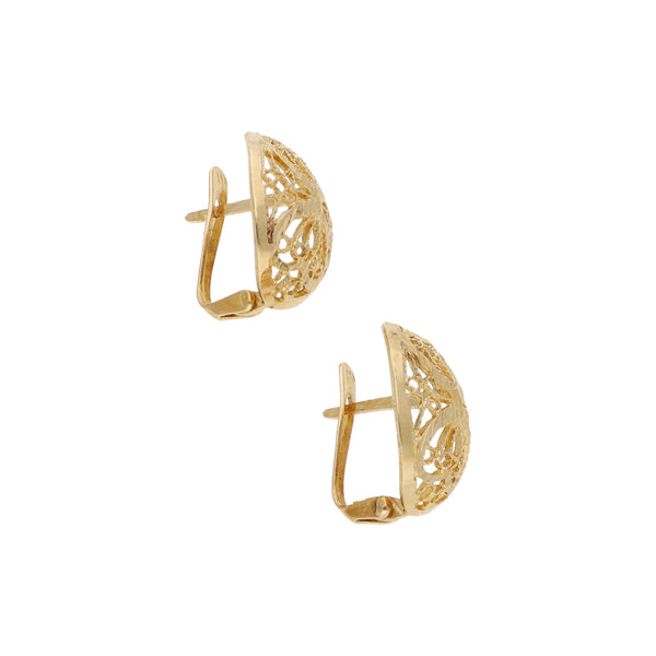 Aretes calados en oro amarillo 14 kilates.