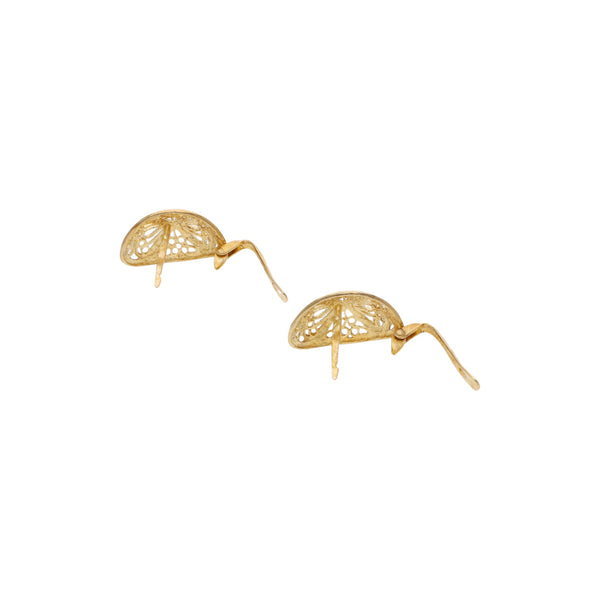 Aretes calados en oro amarillo 14 kilates.