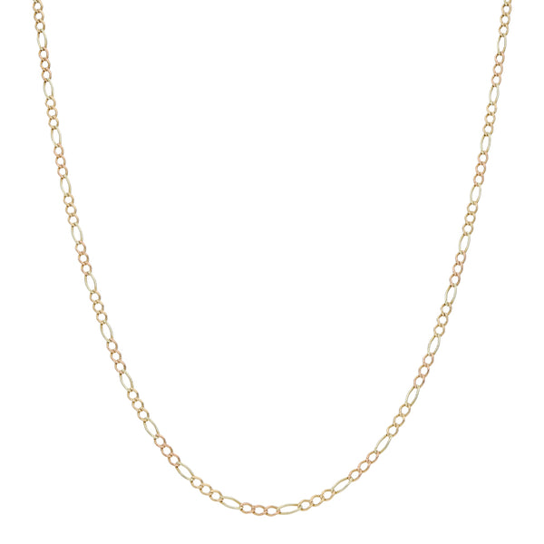 Collar de tres eslabones por uno en oro tres tonos 14 kilates.