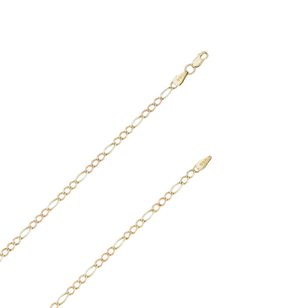 Collar de tres eslabones por uno en oro tres tonos 14 kilates.