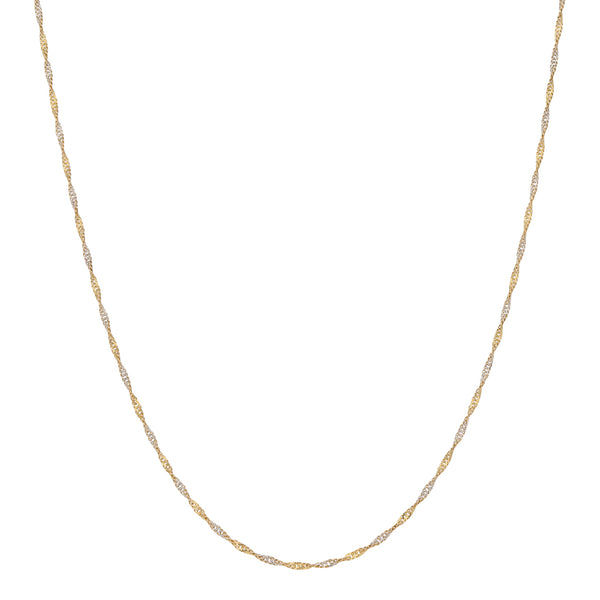 Collar eslabón torzal platinado en oro amarillo 14 kilates.