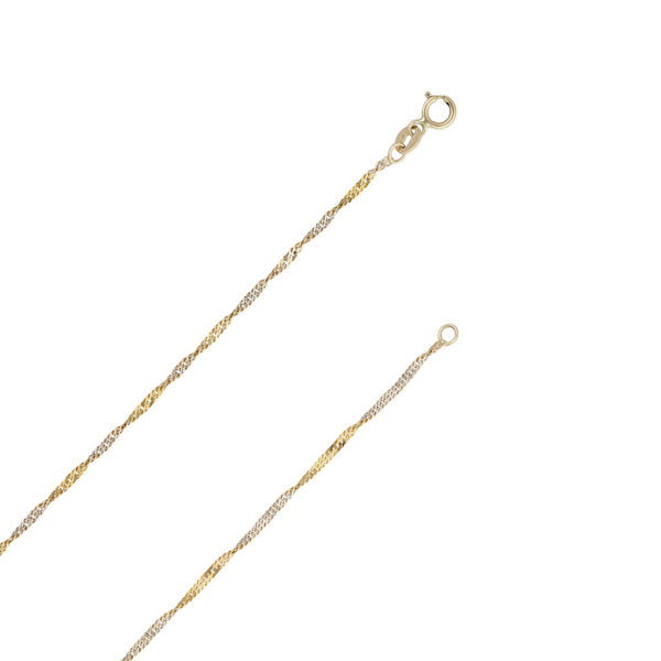 Collar eslabón torzal platinado en oro amarillo 14 kilates.
