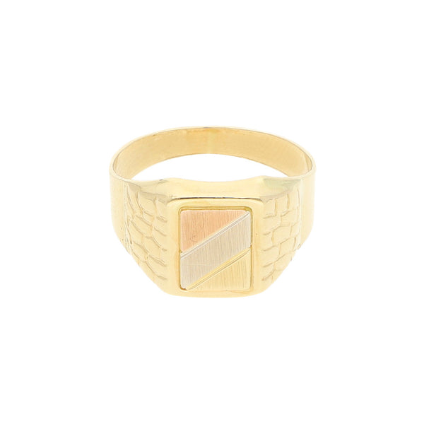 Anillo tipo sello en oro amarillo 14 kilates.
