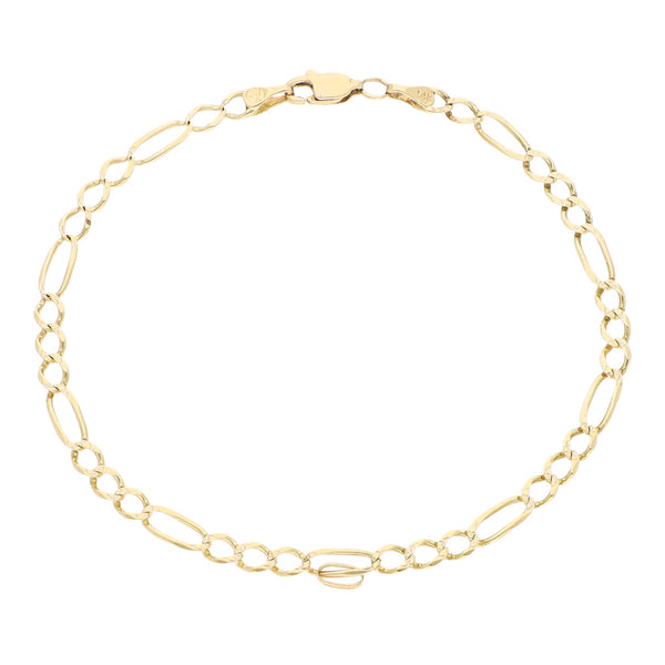 Pulsera de tres eslabones por uno en oro amarillo 14 kilates.