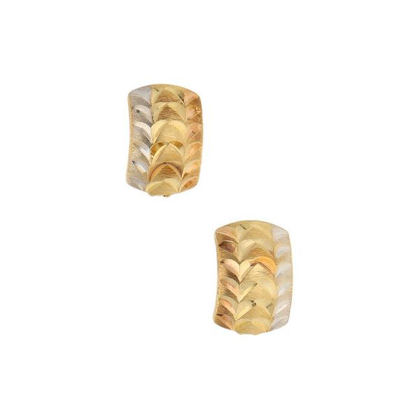 Aretes labrados en oro amarillo 14 kilates.