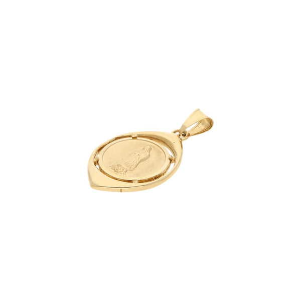 Medalla laminada motivo Virgen de Guadalupe en oro amarillo 14 kilates.