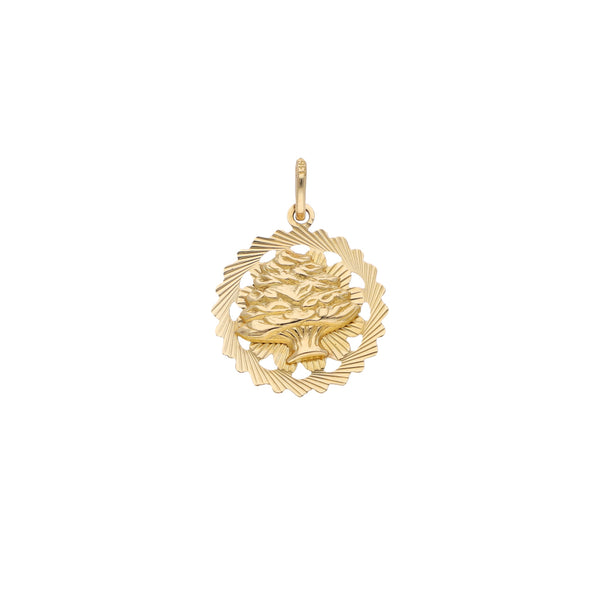 Dije calado motivo árbol en oro amarillo 18 kilates.