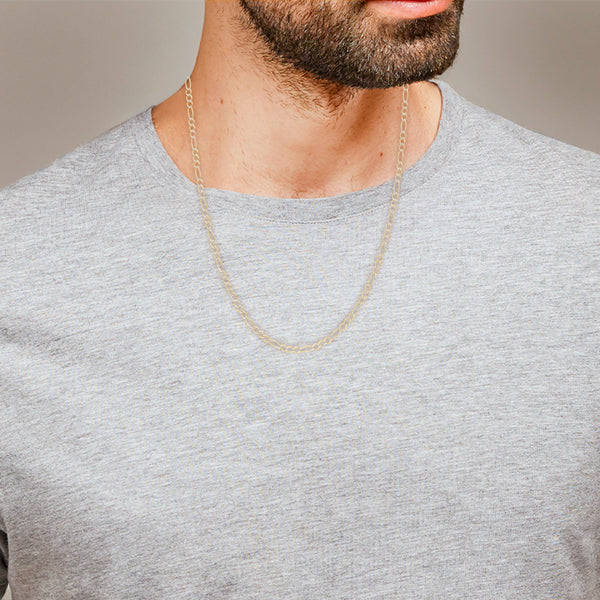 Collar de tres eslabones por uno platinado en oro amarillo 14 kilates.