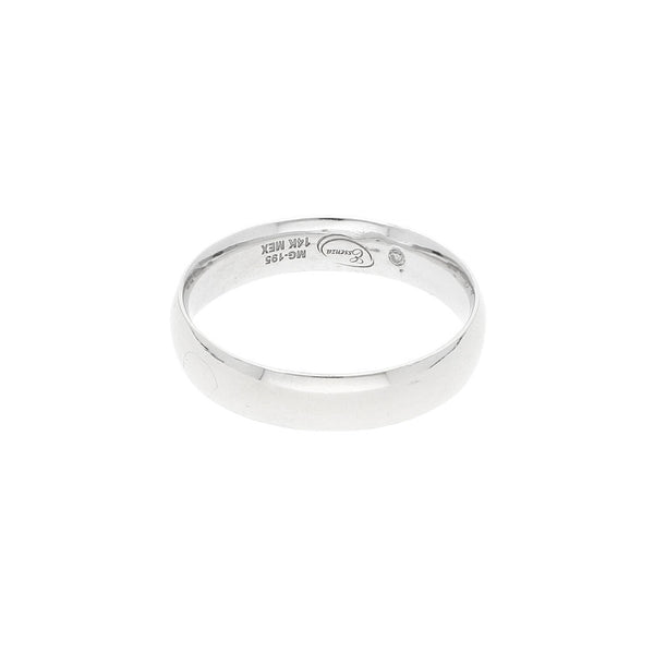 Argolla lisa con diamante en oro blanco 14 kilates.