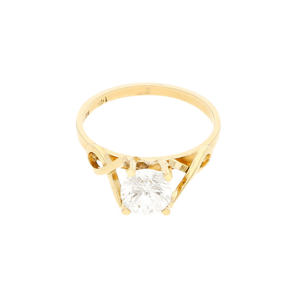 Anillo de compromiso con circonia en oro amarillo 14 kilates.