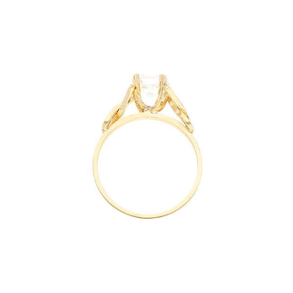 Anillo de compromiso con circonia en oro amarillo 14 kilates.