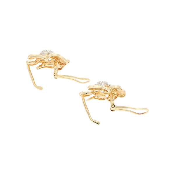 Aretes diseño especial con sintéticos en oro amarillo 12 kilates.